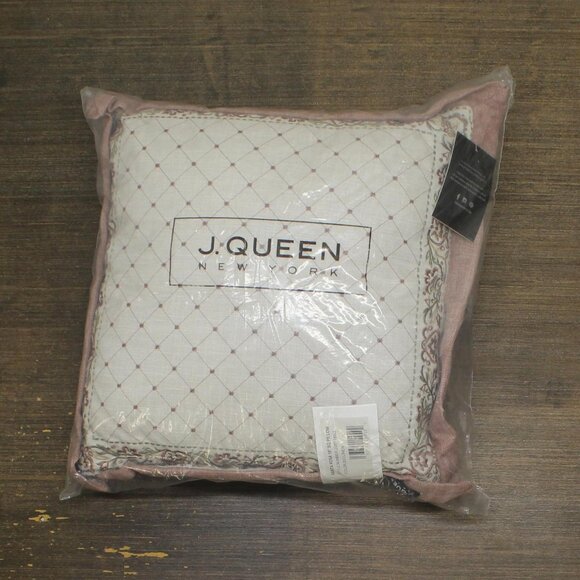 NWT J. Queen New York Santa Rosa Square Decorative Throw Pillow Linen Brown 18" - Picture 3 of 5